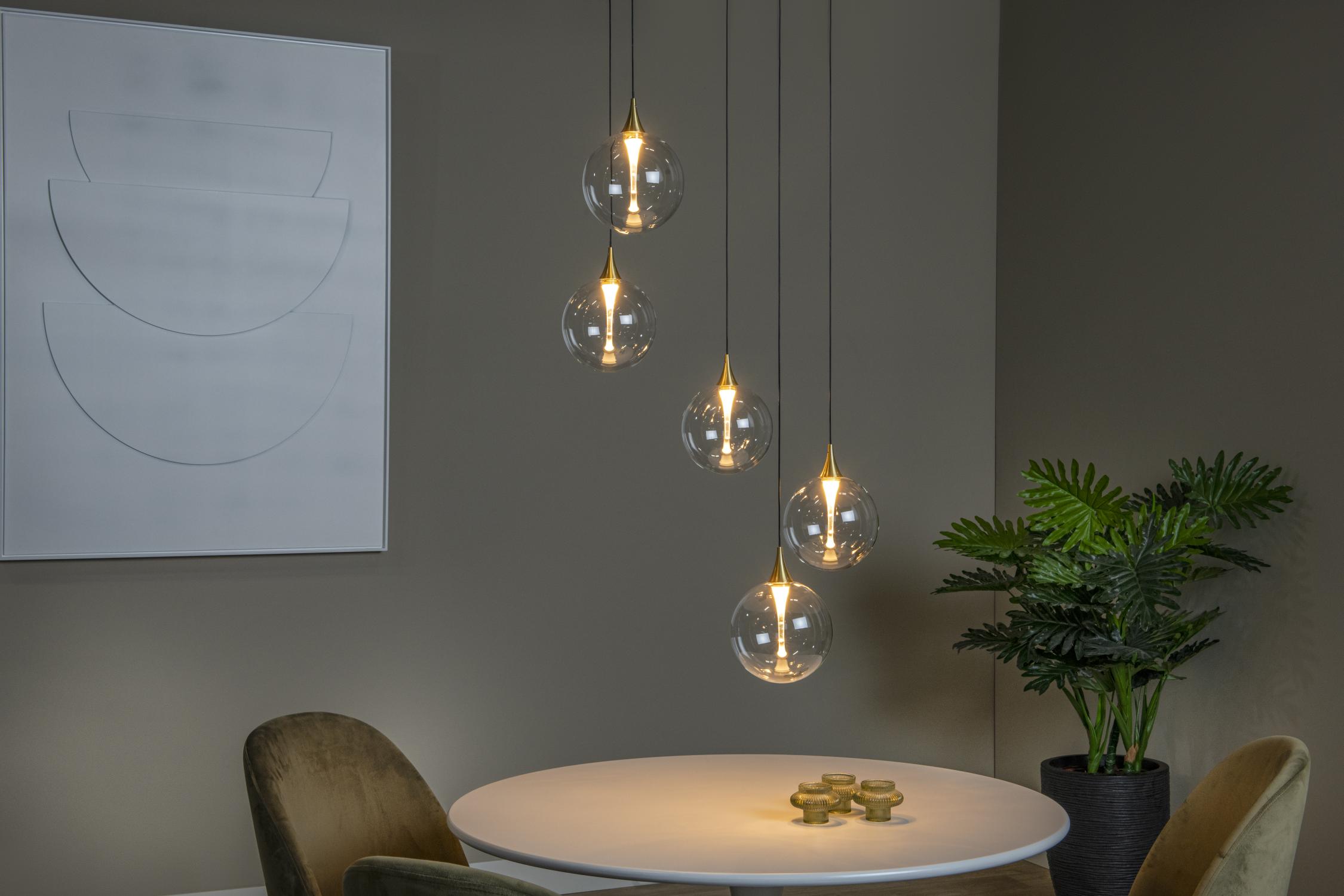 Lucide GISELA - Hanglamp - Ø 48 cm - LED Dimb. - 5x3,8W 2700K - Transparant - Afbeelding 4