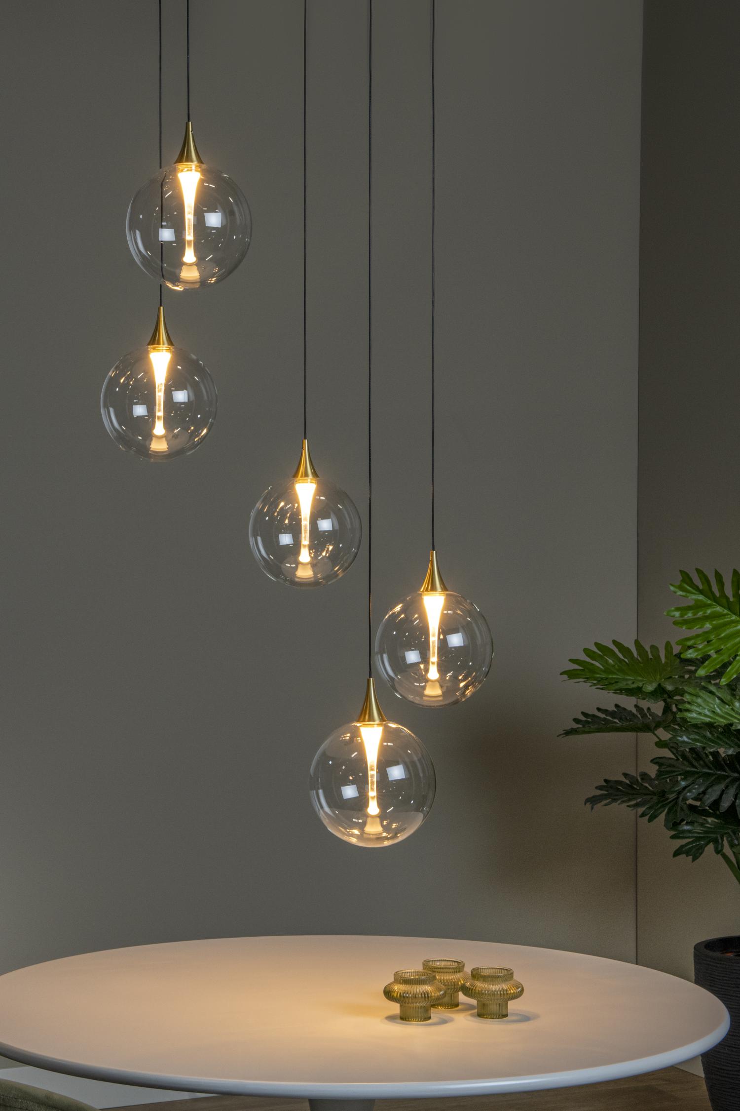 Lucide GISELA - Hanglamp - Ø 48 cm - LED Dimb. - 5x3,8W 2700K - Transparant - Afbeelding 5