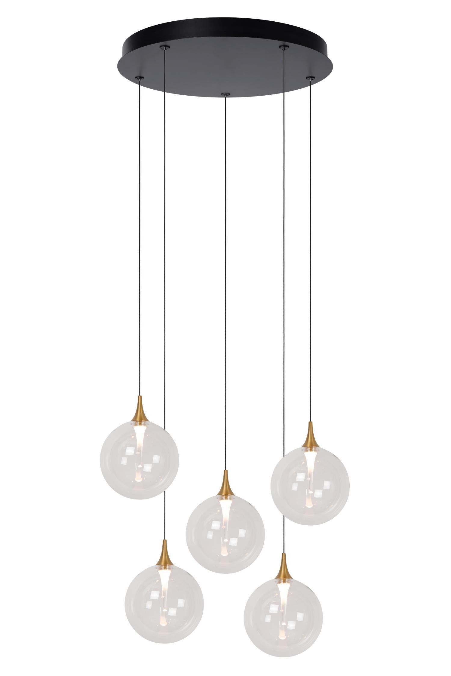 Lucide GISELA - Hanglamp - Ø 48 cm - LED Dimb. - 5x3,8W 2700K - Transparant