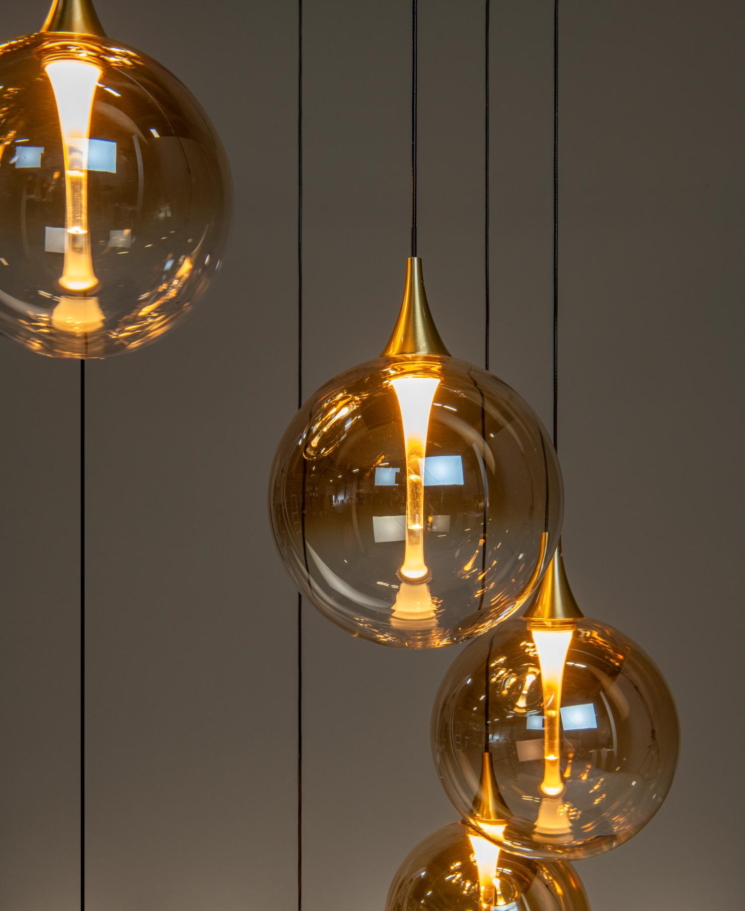 Lucide GISELA - Videlamp - Ø 61 cm - LED Dimb. - 12x3,6W 2700K - Amber - Afbeelding 5