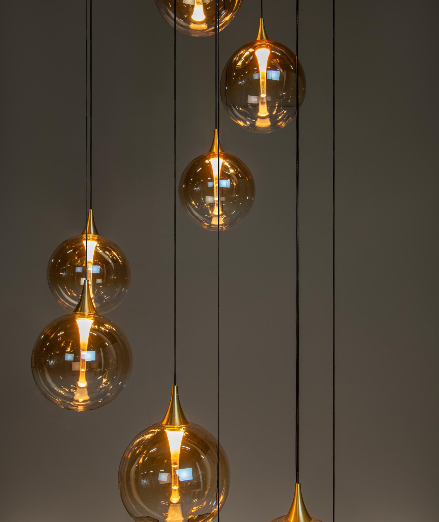 Lucide GISELA - Videlamp - Ø 61 cm - LED Dimb. - 12x3,6W 2700K - Amber - Afbeelding 6