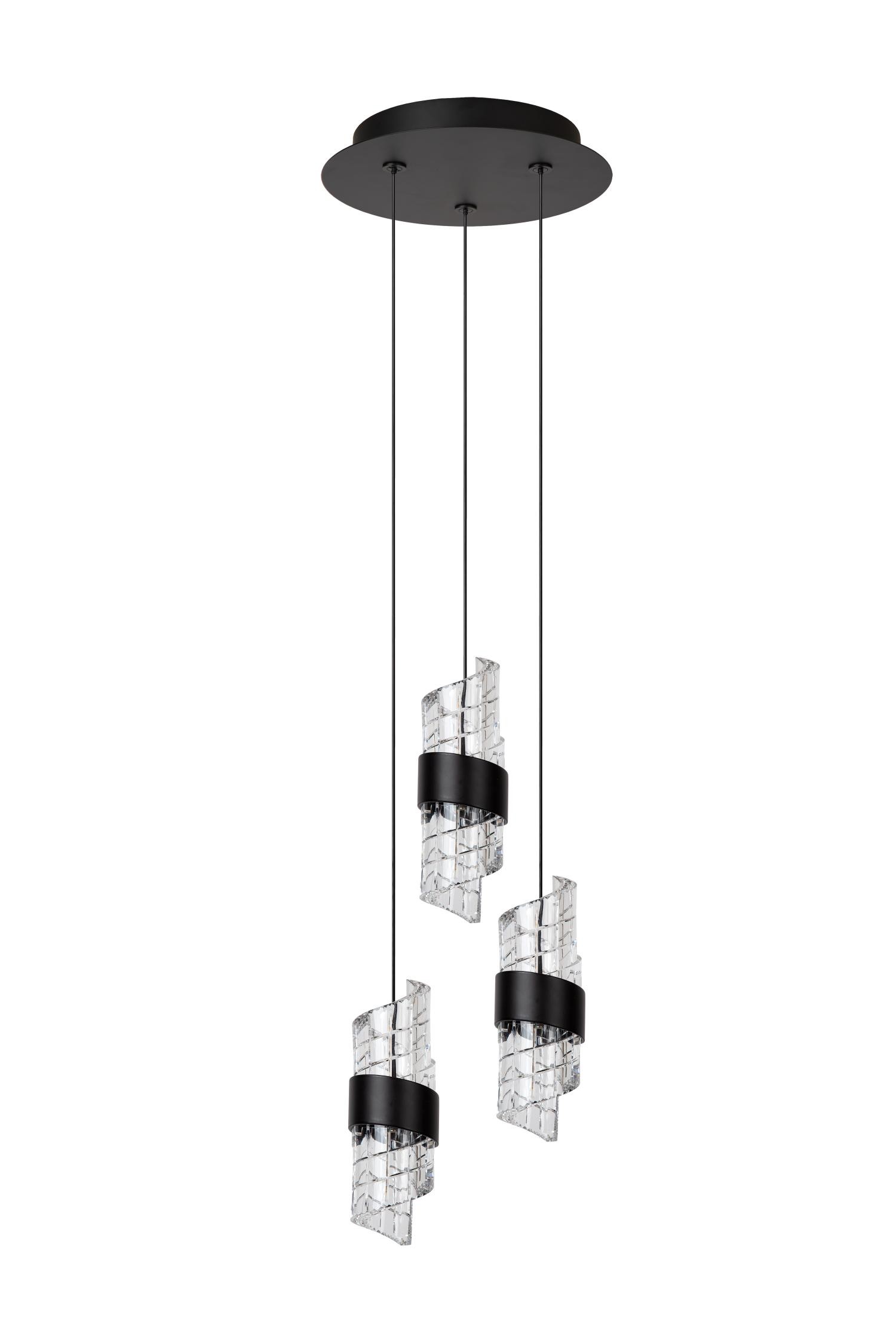 Lucide KLIGANDE - Hanglamp - Ø 25 cm - LED Dimb. - 3x8W 2700K - Zwart - Afbeelding 2