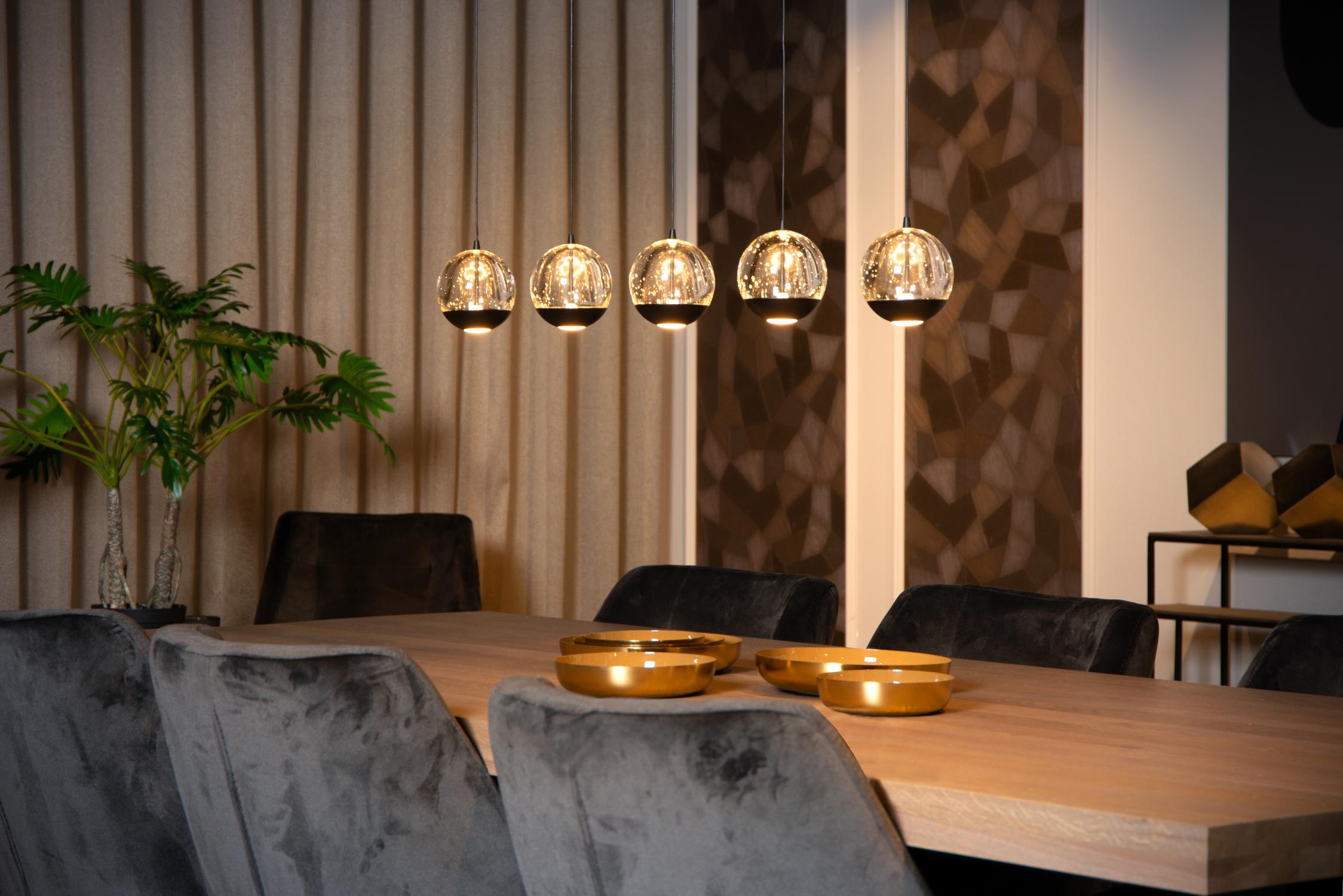 Lucide SENTUBAL - Hanglamp - LED Dimb. - 5x5,3W 2700K - Zwart - Afbeelding 4