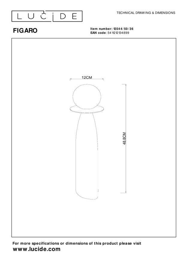 Lucide FIGARO - Tafellamp - Ø 12 cm, H 48 cm - 1xG9 - Grijs - Afbeelding 6