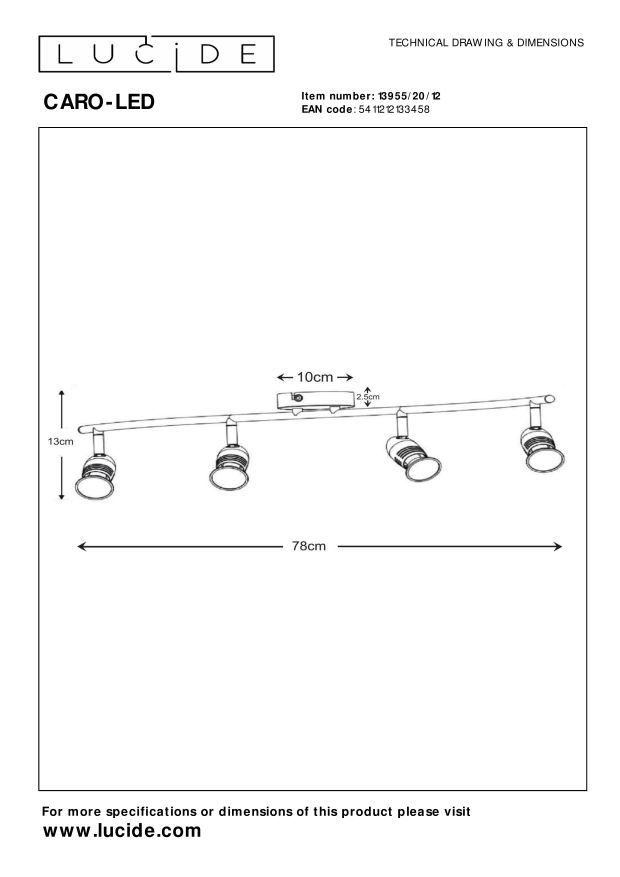 Lucide CARO-LED - Plafondspot - LED - GU10 - 4x5W 2700K - Mat chroom - Afbeelding 5