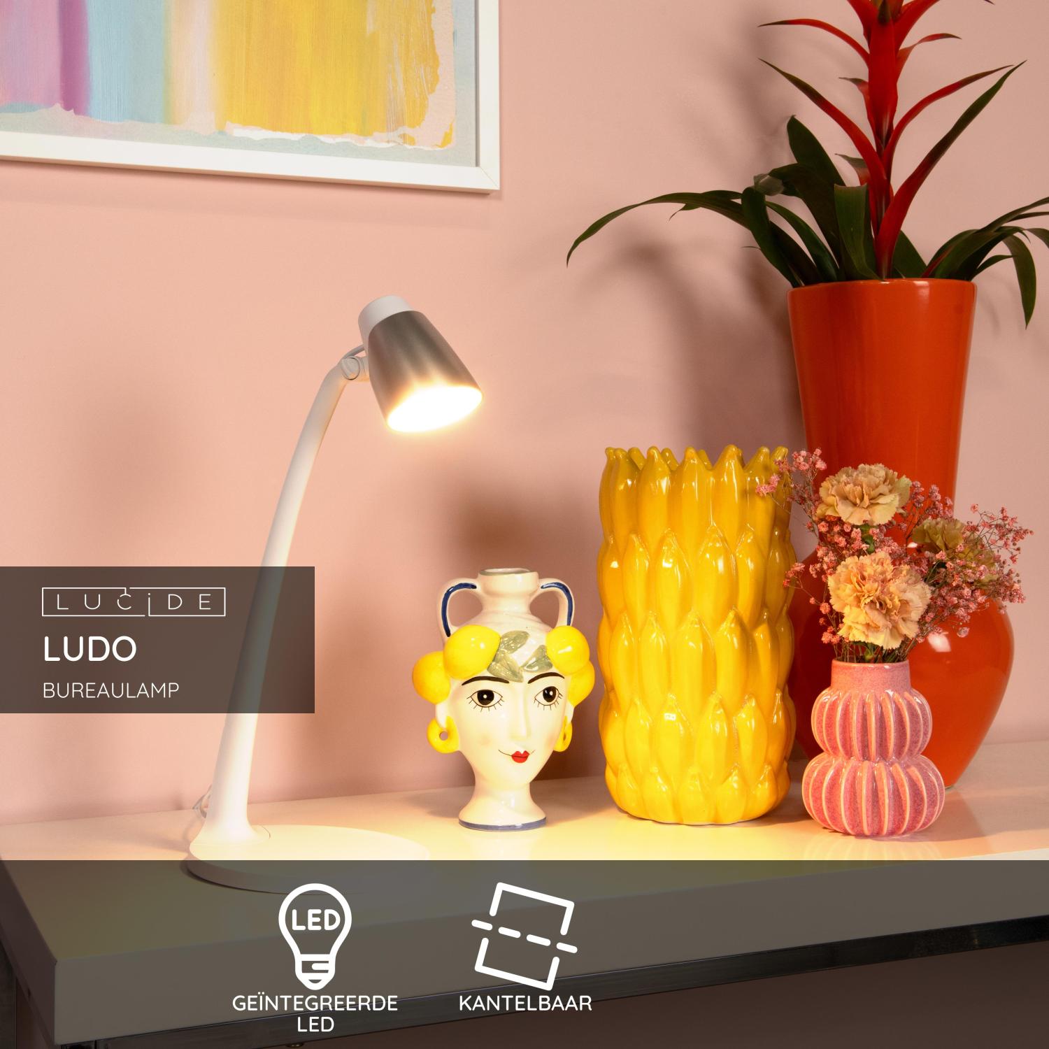 Lucide LUDO - Bureaulamp - LED - 1x4,5W 3000K - Wit - Afbeelding 3