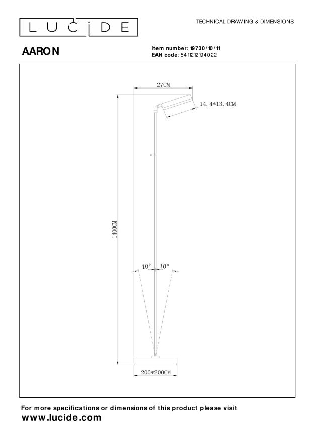 Lucide AARON - Leeslamp - LED Dim to warm - 1x12W 2700K/4000K - Chroom - Afbeelding 7