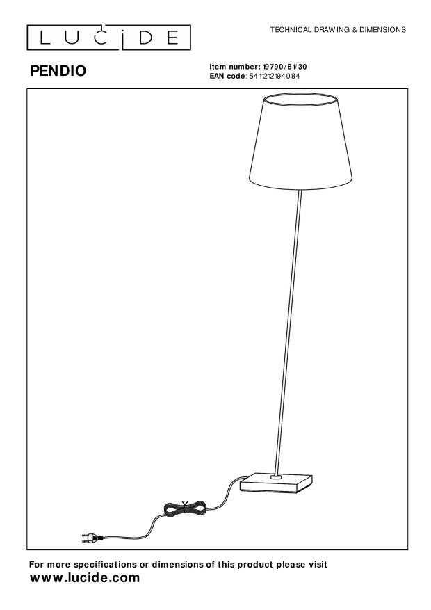 Lucide NERIDA - Vloerlamp Binnen/Buiten - 35 cm - 1xE27 - IP44 - Zwart
