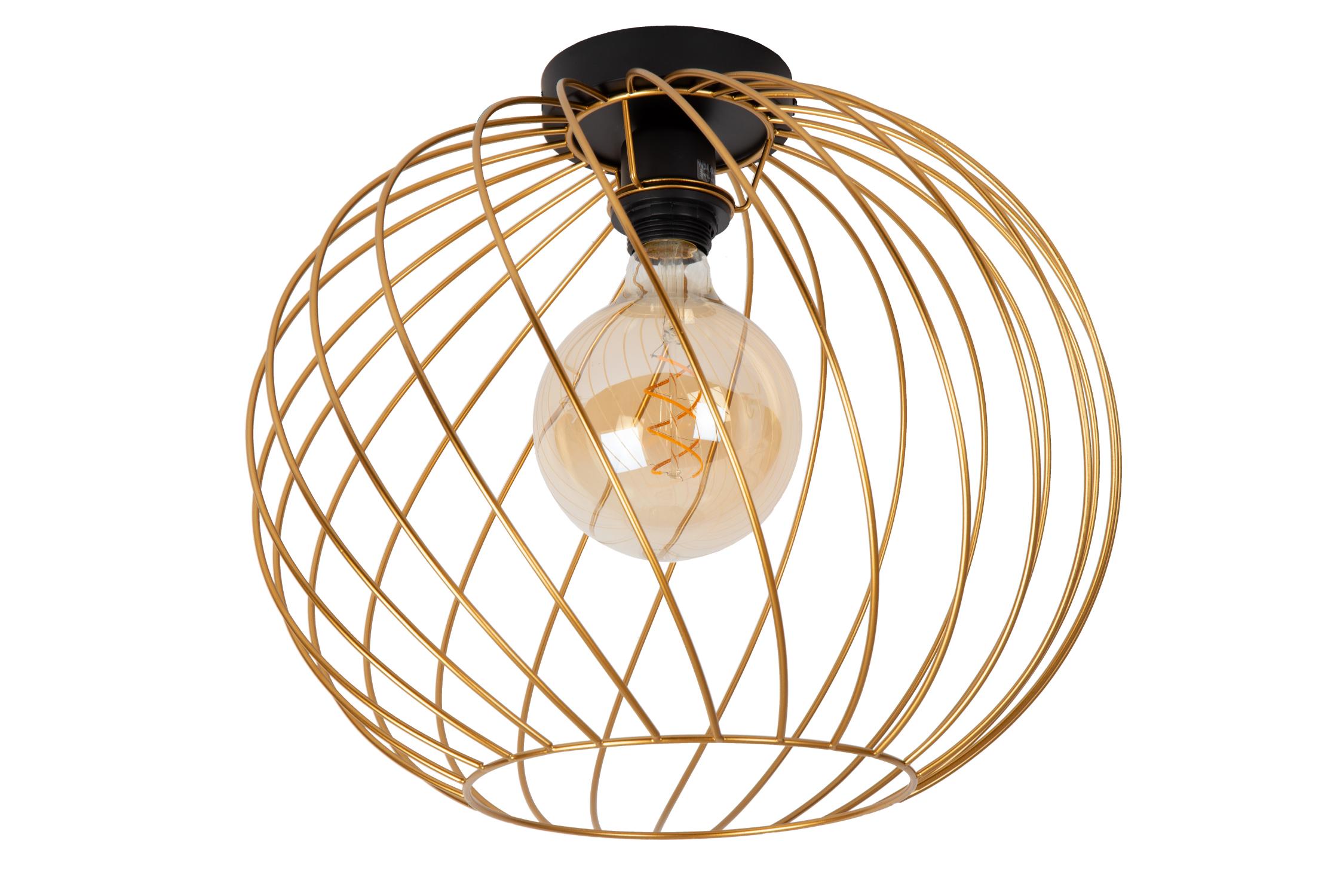 Lucide DANZA - Plafonnière - Ø 40 cm - 1xE27 - Mat Goud / Messing - Afbeelding 2