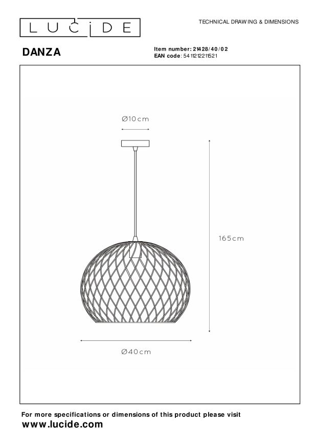 Lucide DANZA - Hanglamp - Ø 40 cm - 1xE27 - Mat Goud / Messing - Afbeelding 9