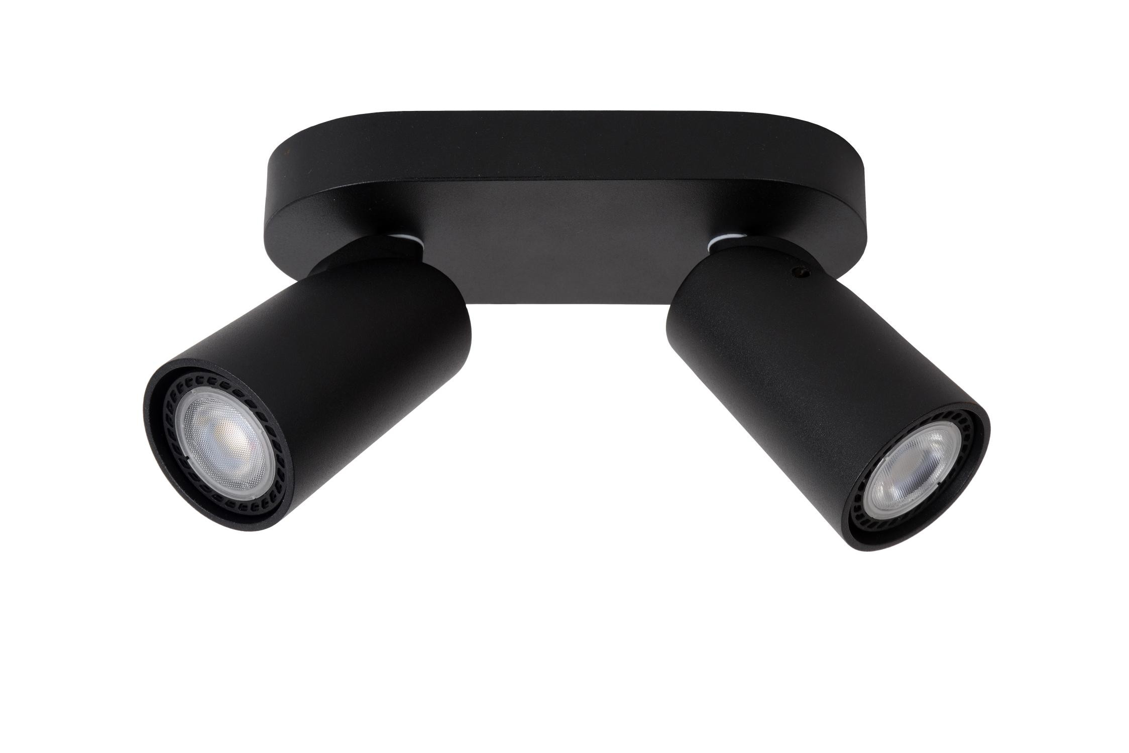 Lucide XYRUS - Plafondspot - LED Dim to warm - GU10 - 2x5W 2200K/3000K - Zwart - Afbeelding 2