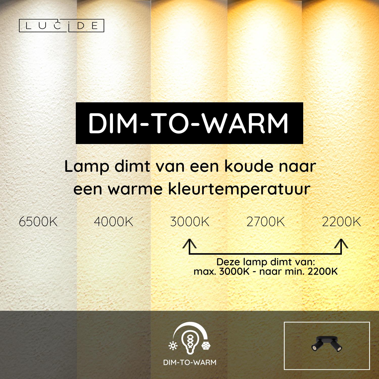 Lucide XYRUS - Plafondspot - LED Dim to warm - GU10 - 2x5W 2200K/3000K - Zwart - Afbeelding 4