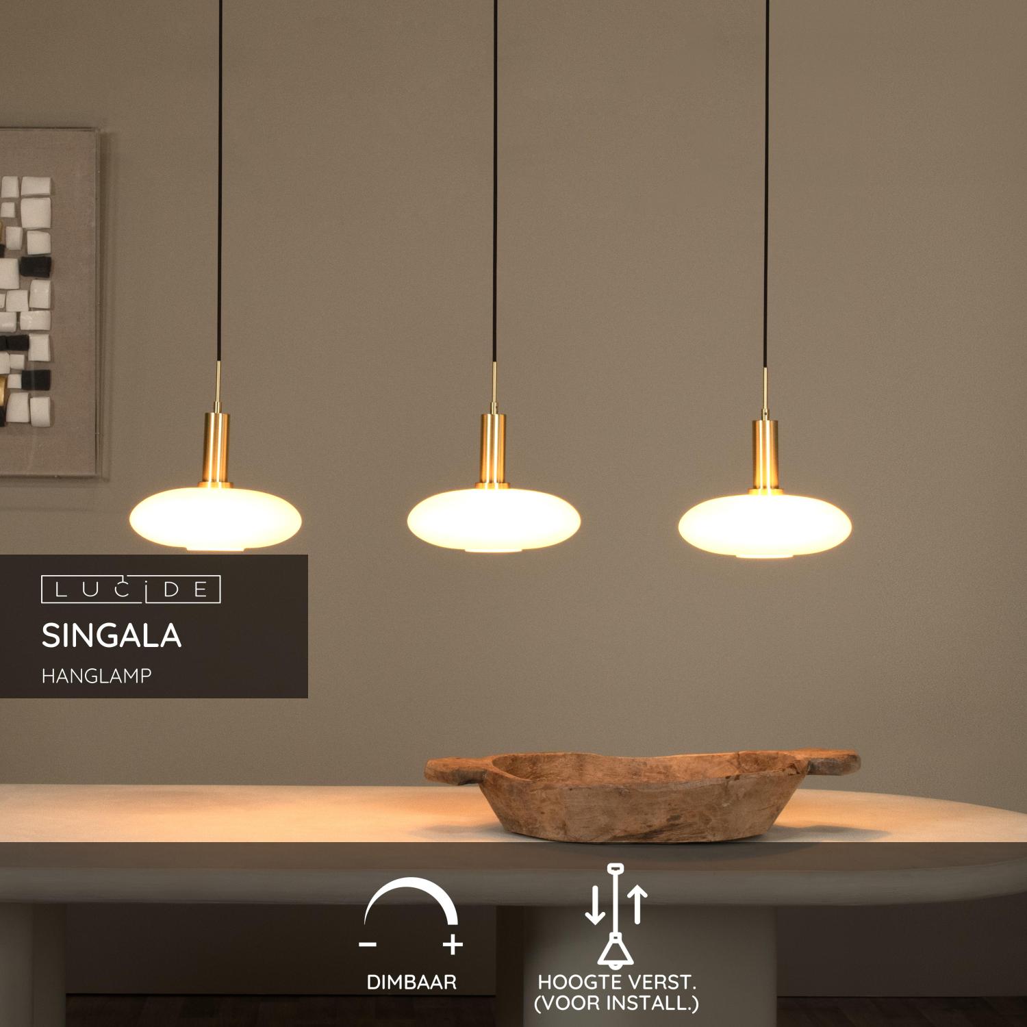 Lucide SINGALA - Hanglamp - 3xE27 - Mat Goud / Messing - Afbeelding 3