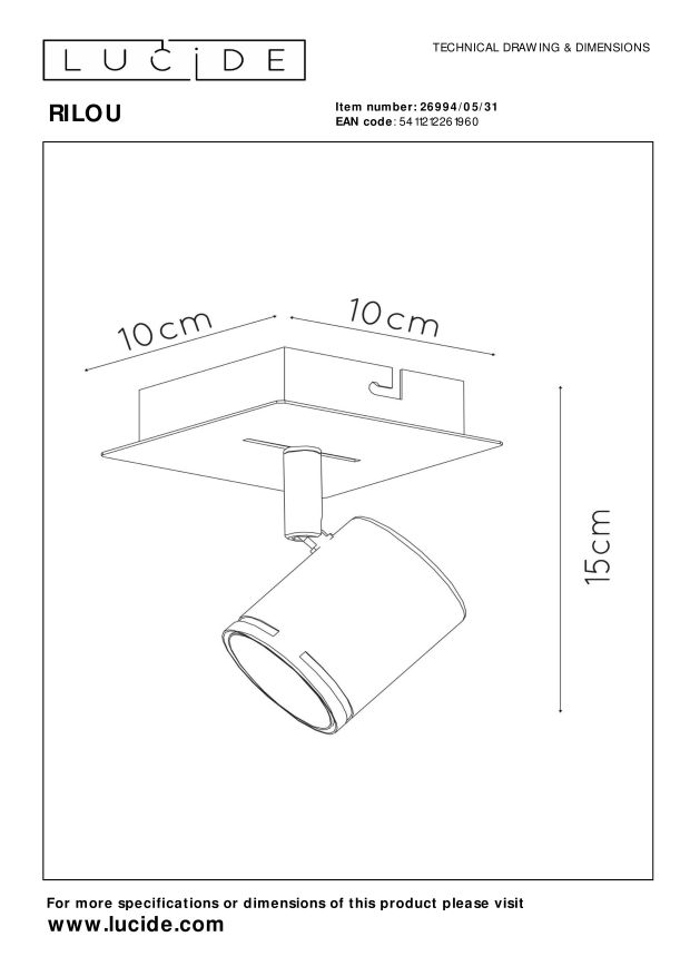 Lucide RILOU - Plafondspot - LED Dimb. - GU10 - 1x5W 3000K - Wit - Afbeelding 5