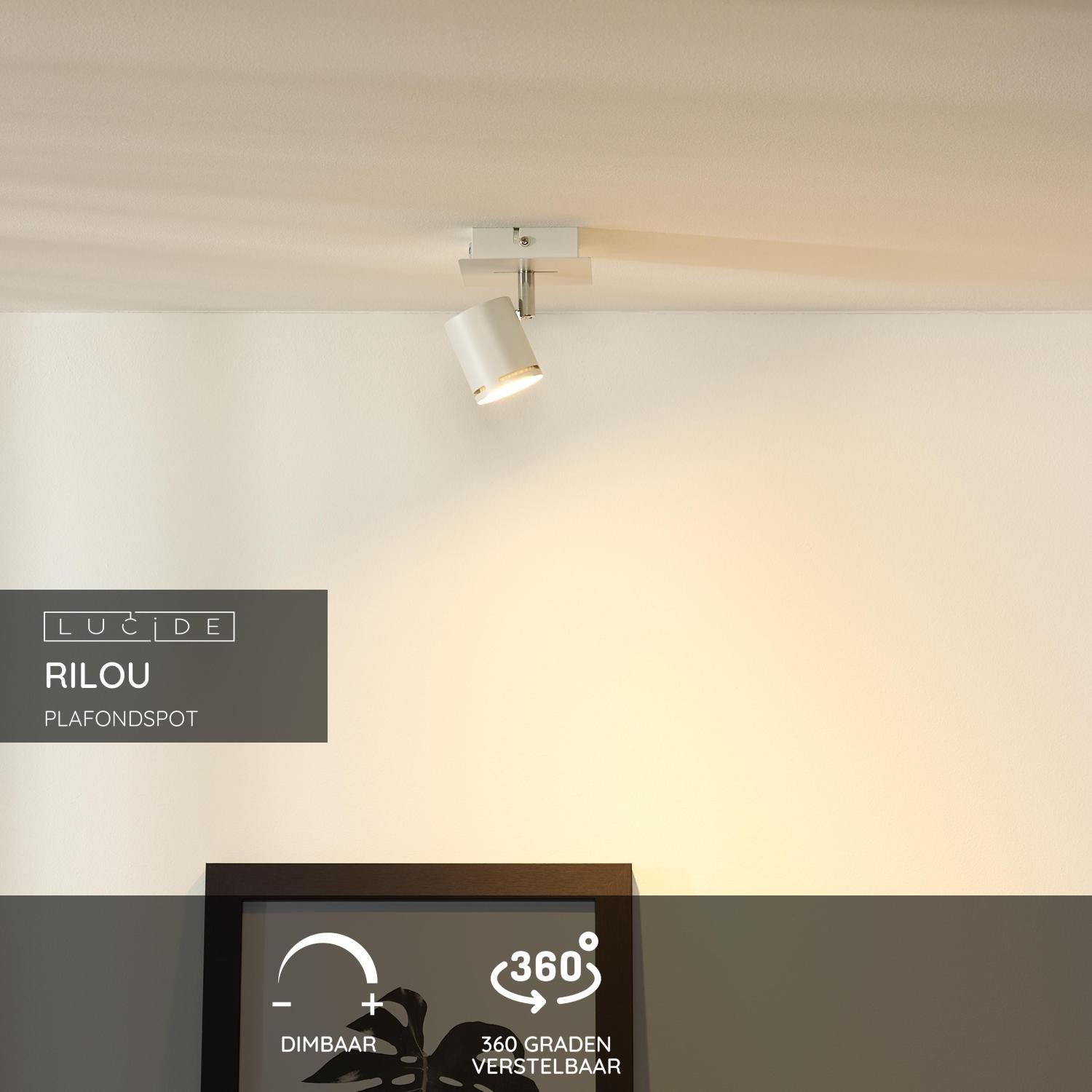 Lucide RILOU - Plafondspot - LED Dimb. - GU10 - 1x5W 3000K - Wit - Afbeelding 3