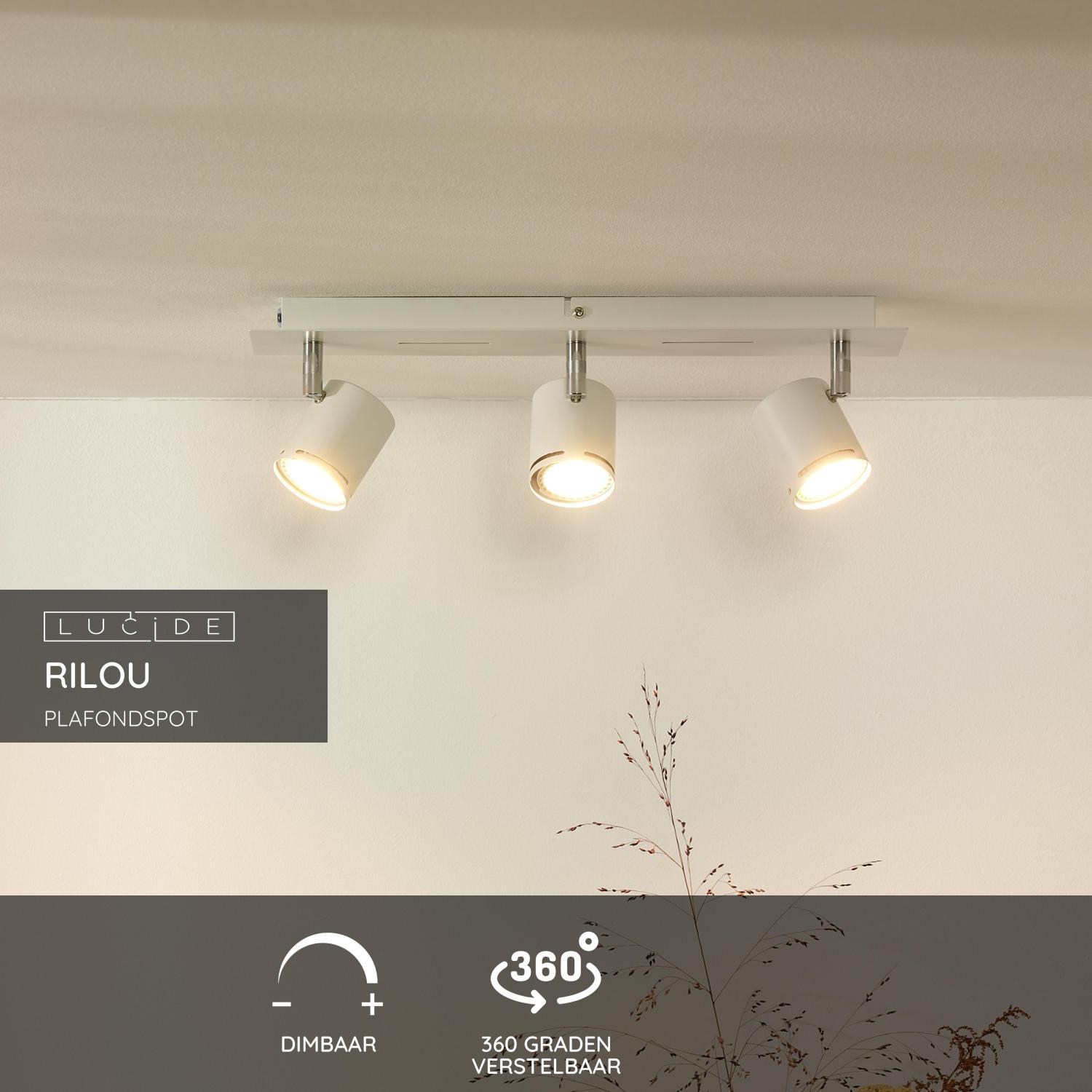 Lucide RILOU - Plafondspot - LED Dimb. - GU10 - 3x5W 3000K - Wit - Afbeelding 3