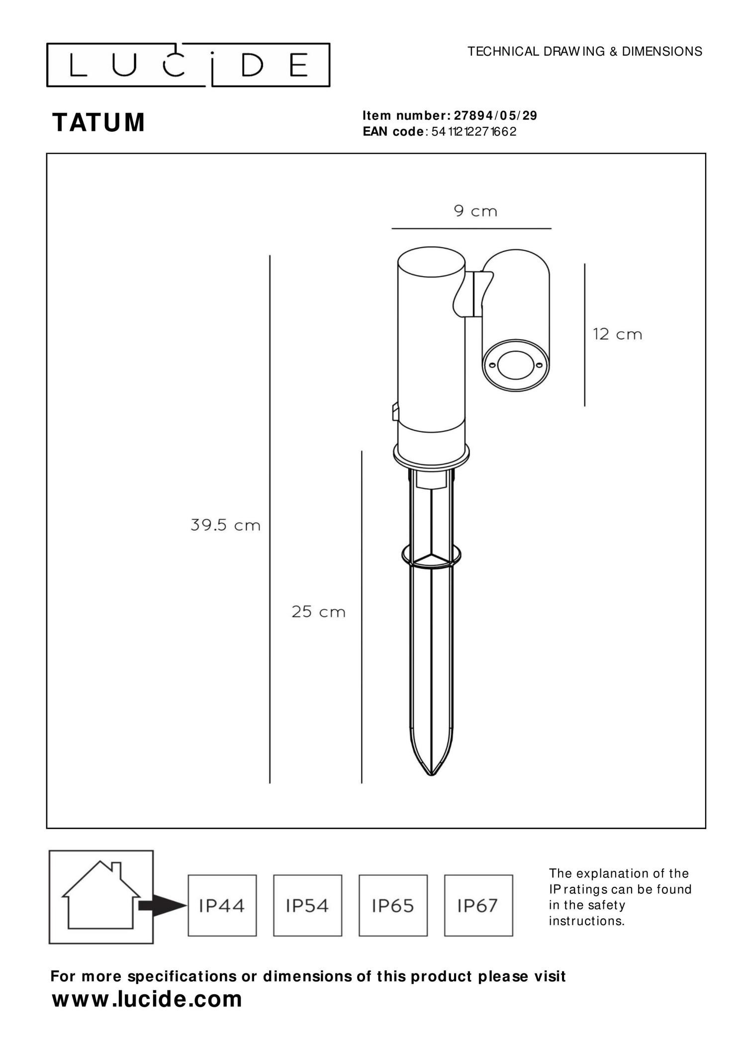 Lucide TATUM - Tuinspot - LED - 1x4,5W 3000K - IP65 - Antraciet - Afbeelding 9
