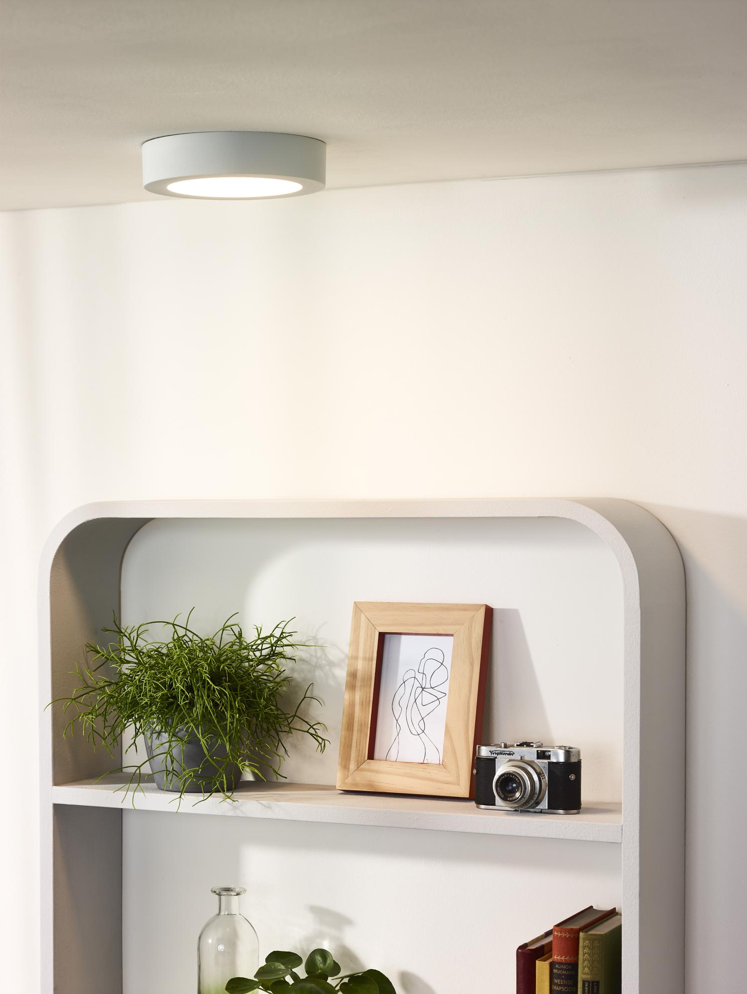 Lucide BRICE-LED - Plafonnière Badkamer - Ø 18 cm - LED Dimb. - 1x12W 3000K - IP44 - Wit - Afbeelding 4