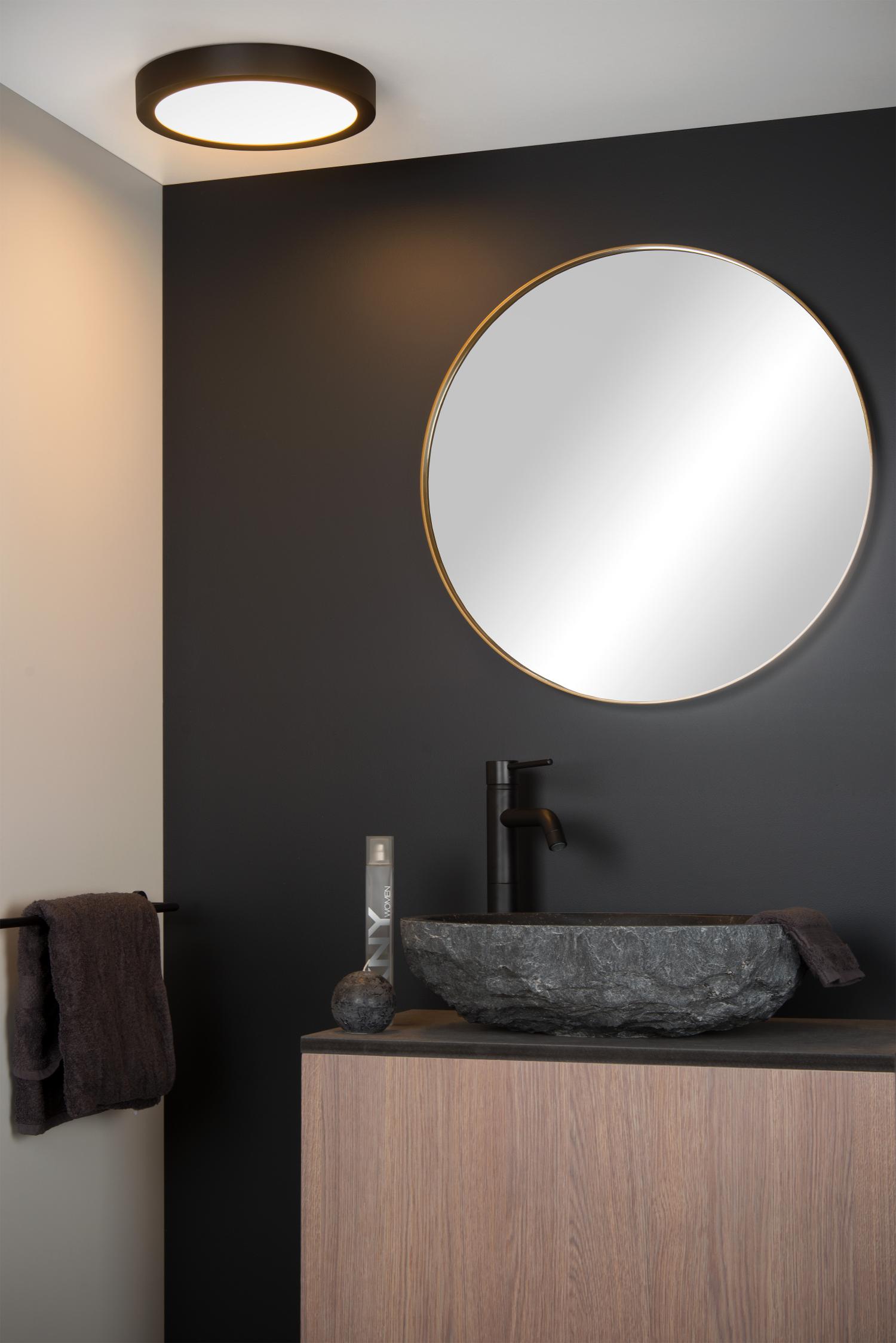 Lucide BRICE-LED - Plafonnière Badkamer - Ø 30 cm - LED Dimb. - 1x30W 3000K - IP44 - Zwart - Afbeelding 4