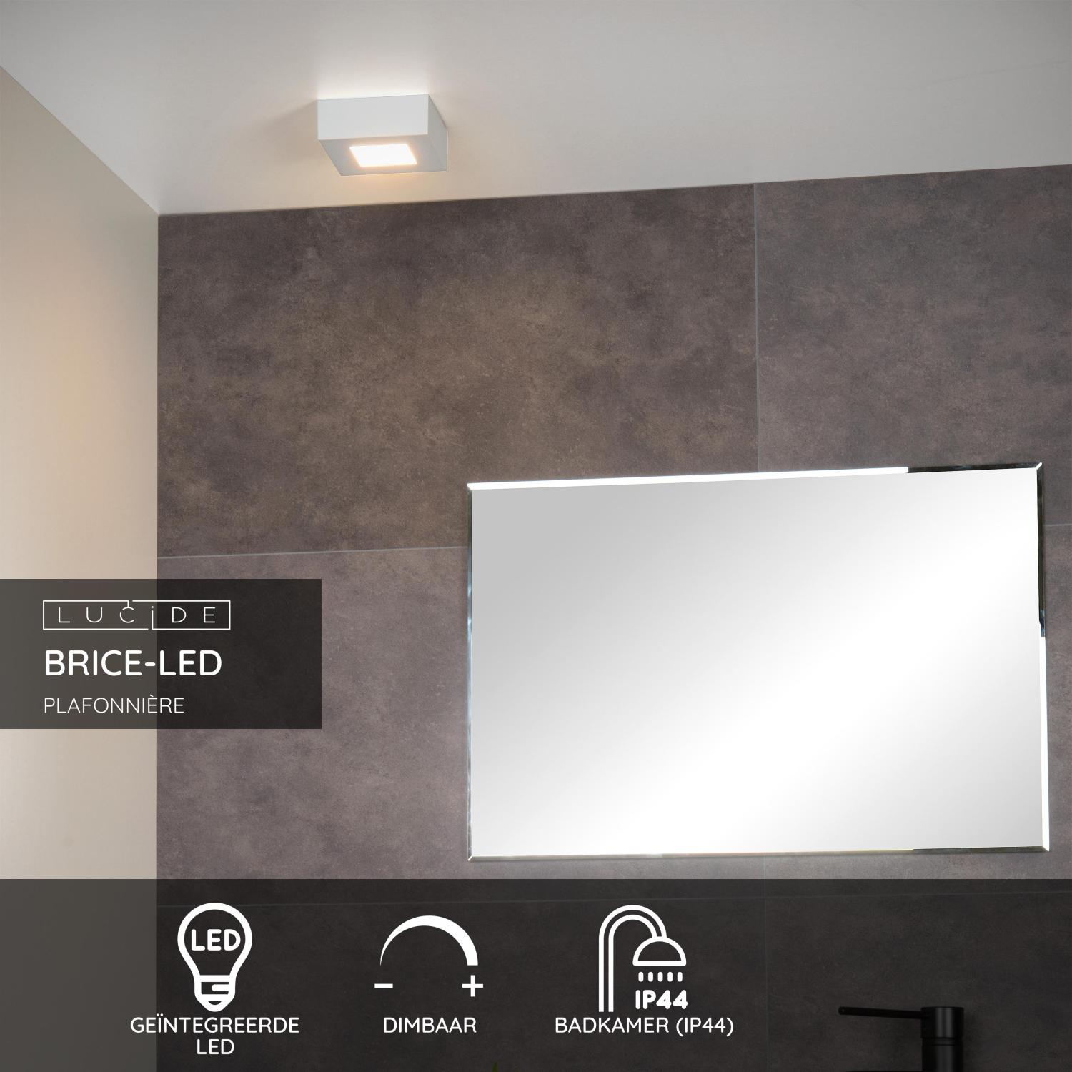 Lucide BRICE-LED - Plafonnière Badkamer - LED Dimb. - 1x8W 3000K - IP44 - Wit - Afbeelding 3