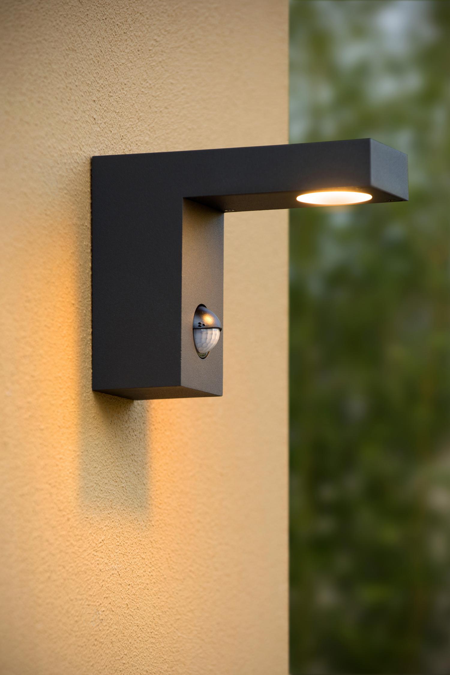 Lucide TEXAS-IR - Wandspot / Wandlamp Binnen/Buiten - LED - 1x7W 3000K - IP54 - Beweging & dag/nacht sensor - Antraciet - Afbeelding 4