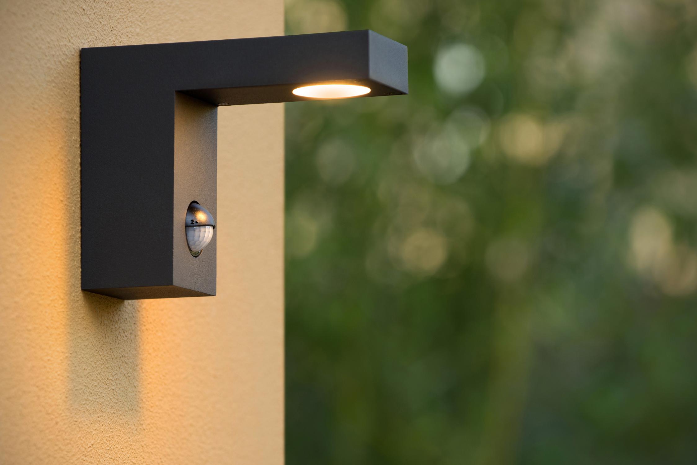 Lucide TEXAS-IR - Wandspot / Wandlamp Binnen/Buiten - LED - 1x7W 3000K - IP54 - Beweging & dag/nacht sensor - Antraciet - Afbeelding 5