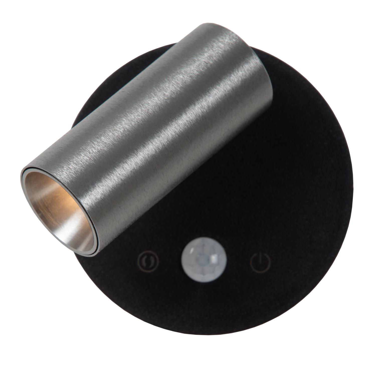 Lucide TONI - Oplaadbare Wandspot / Wandlamp - Accu/Batterij - Ø 8,1 cm - LED - 1x2W 2700K/4000K - Bewegingssensor - Magnetisch - Grijs ijzer - Afbeelding 3