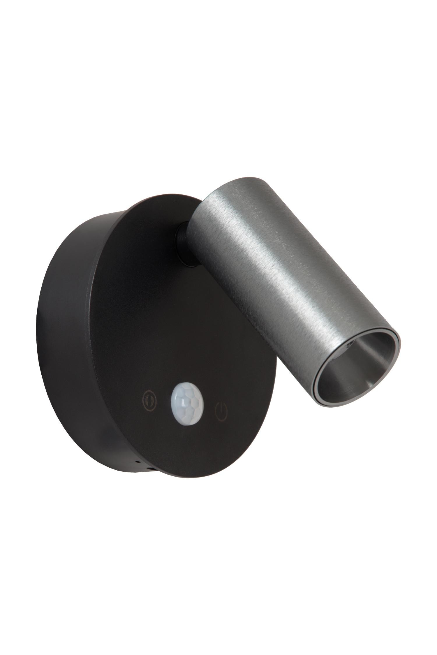 Lucide TONI - Oplaadbare Wandspot / Wandlamp - Accu/Batterij - Ø 8,1 cm - LED - 1x2W 2700K/4000K - Bewegingssensor - Magnetisch - Grijs ijzer - Afbeelding 2