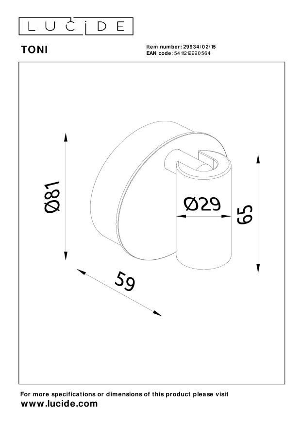 Lucide TONI - Oplaadbare Wandspot / Wandlamp - Accu/Batterij - Ø 8,1 cm - LED - 1x2W 2700K/4000K - Bewegingssensor - Magnetisch - Grijs ijzer - Afbeelding 5
