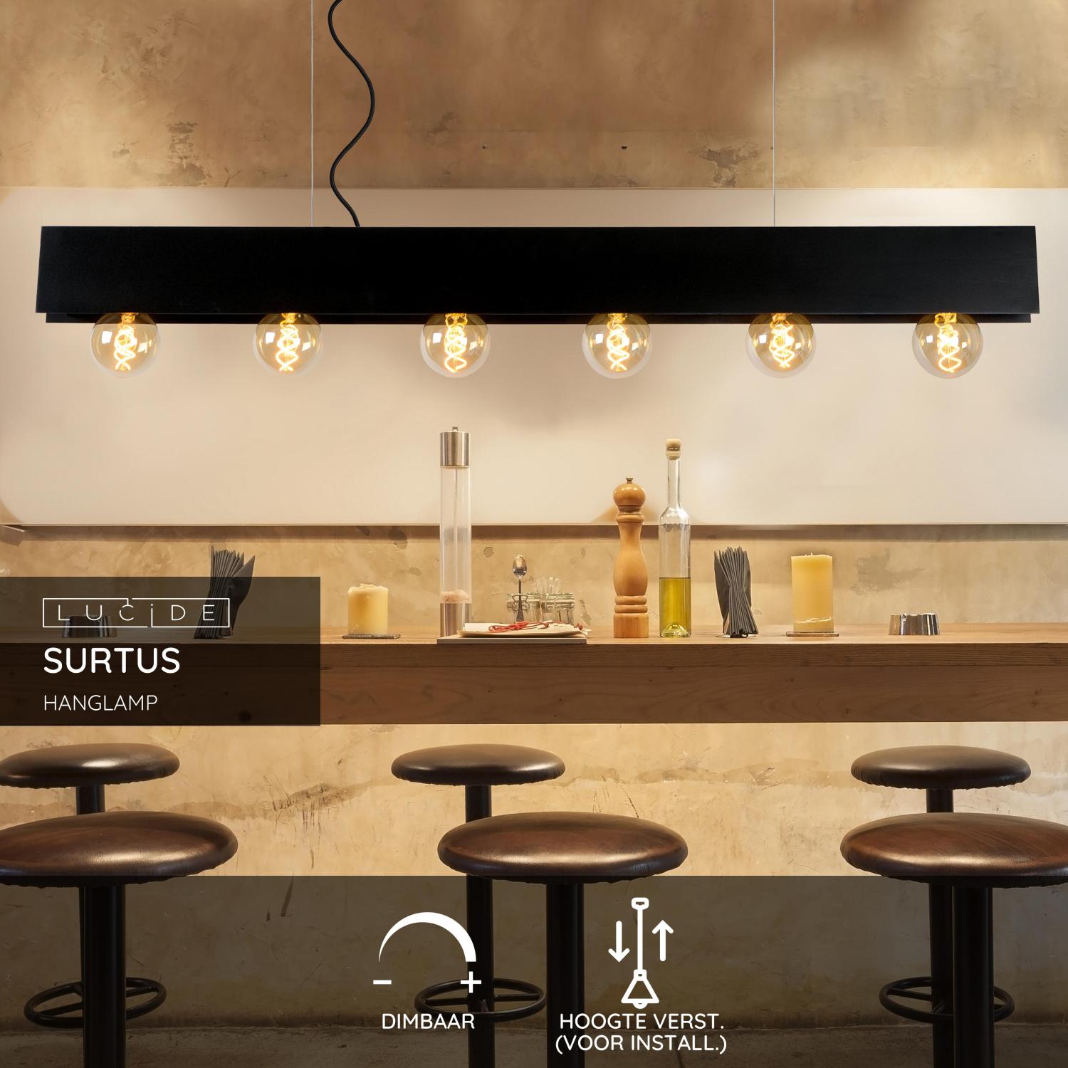 Lucide SURTUS - Hanglamp - 6xE27 - Zwart - Afbeelding 3