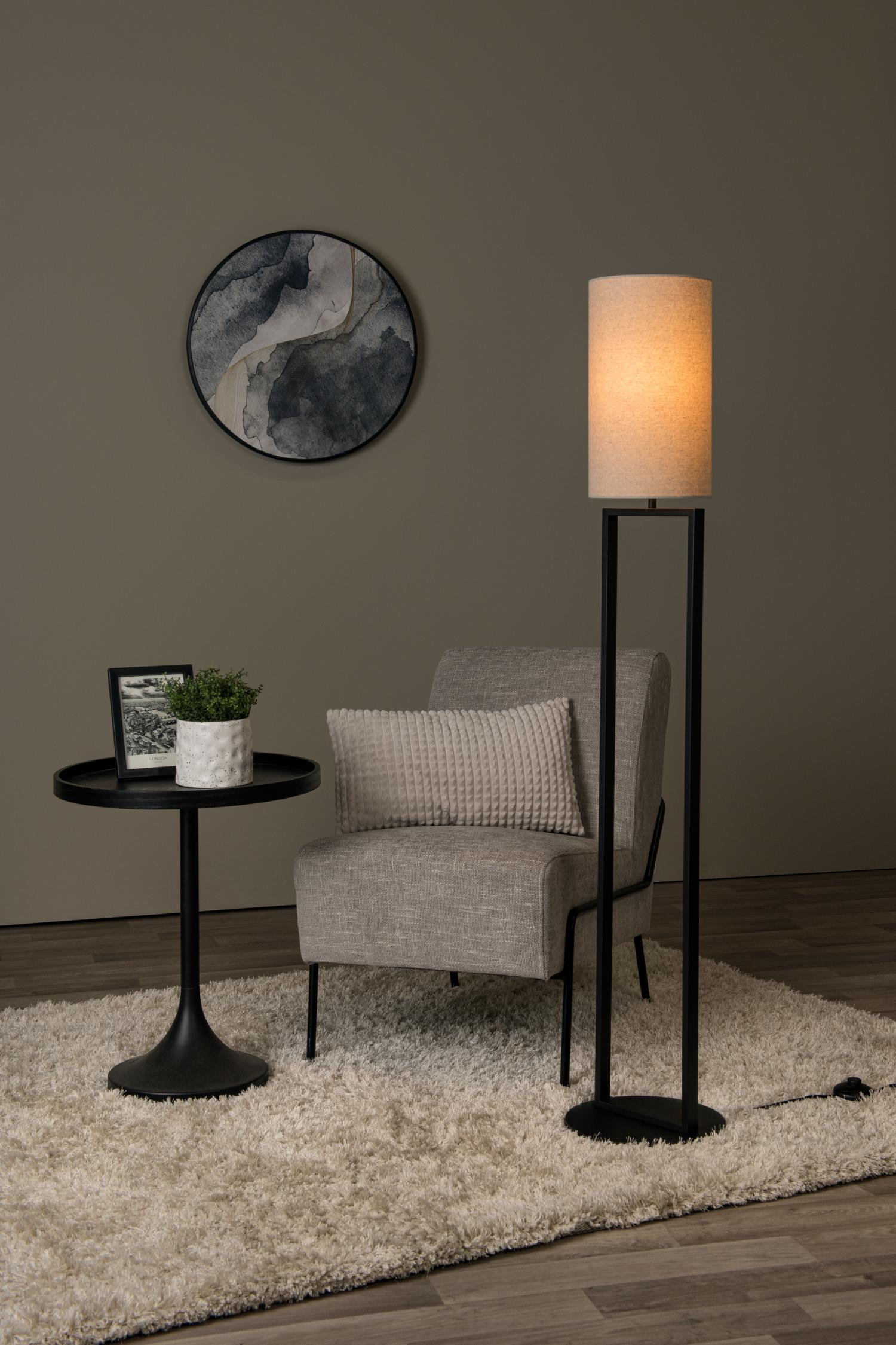 Lucide HERMAN - Vloerlamp - Ø 26 cm - 1xE27 - Beige - Afbeelding 3