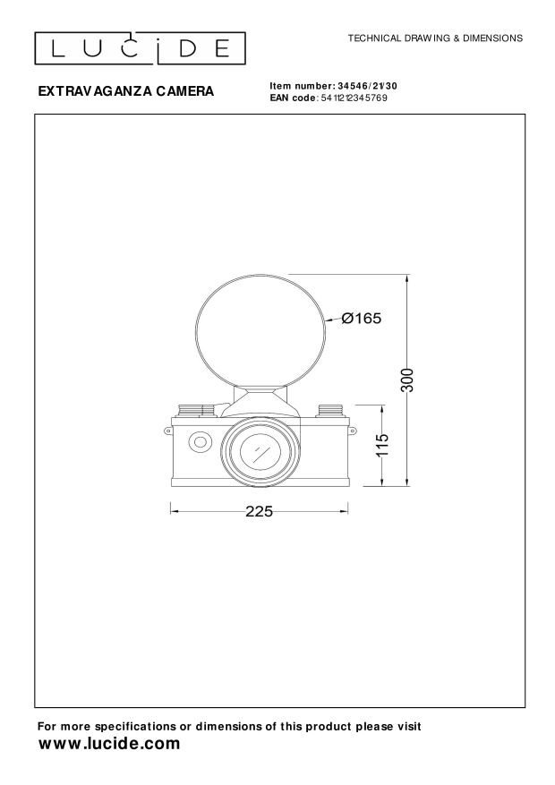 Lucide EXTRAVAGANZA CAMERA - Tafellamp - 1xE14 - Zwart - Afbeelding 6