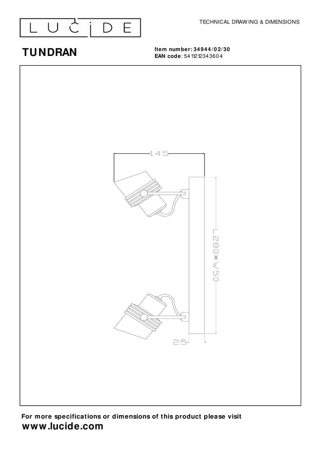 Lucide TUNDRAN - Plafondspot - 2xGU10 - Zwart - Afbeelding 7