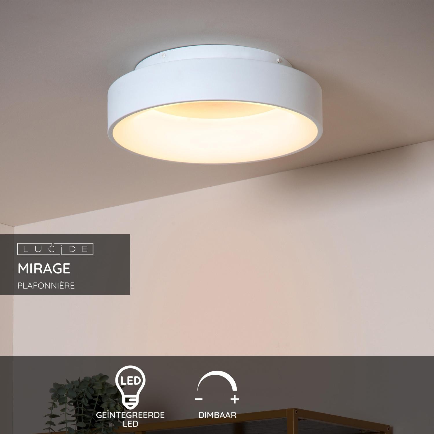 Lucide MIRAGE - Plafonnière - Ø 38 cm - LED Dimb. - 1x22W 2700K - Wit - Afbeelding 3