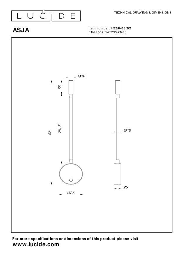 Lucide ASJA - Oplaadbare Wandspot / Wandlamp - Accu/Batterij - LED Dimb. - 1x3W 2700K - Mat Goud / Messing - Afbeelding 5