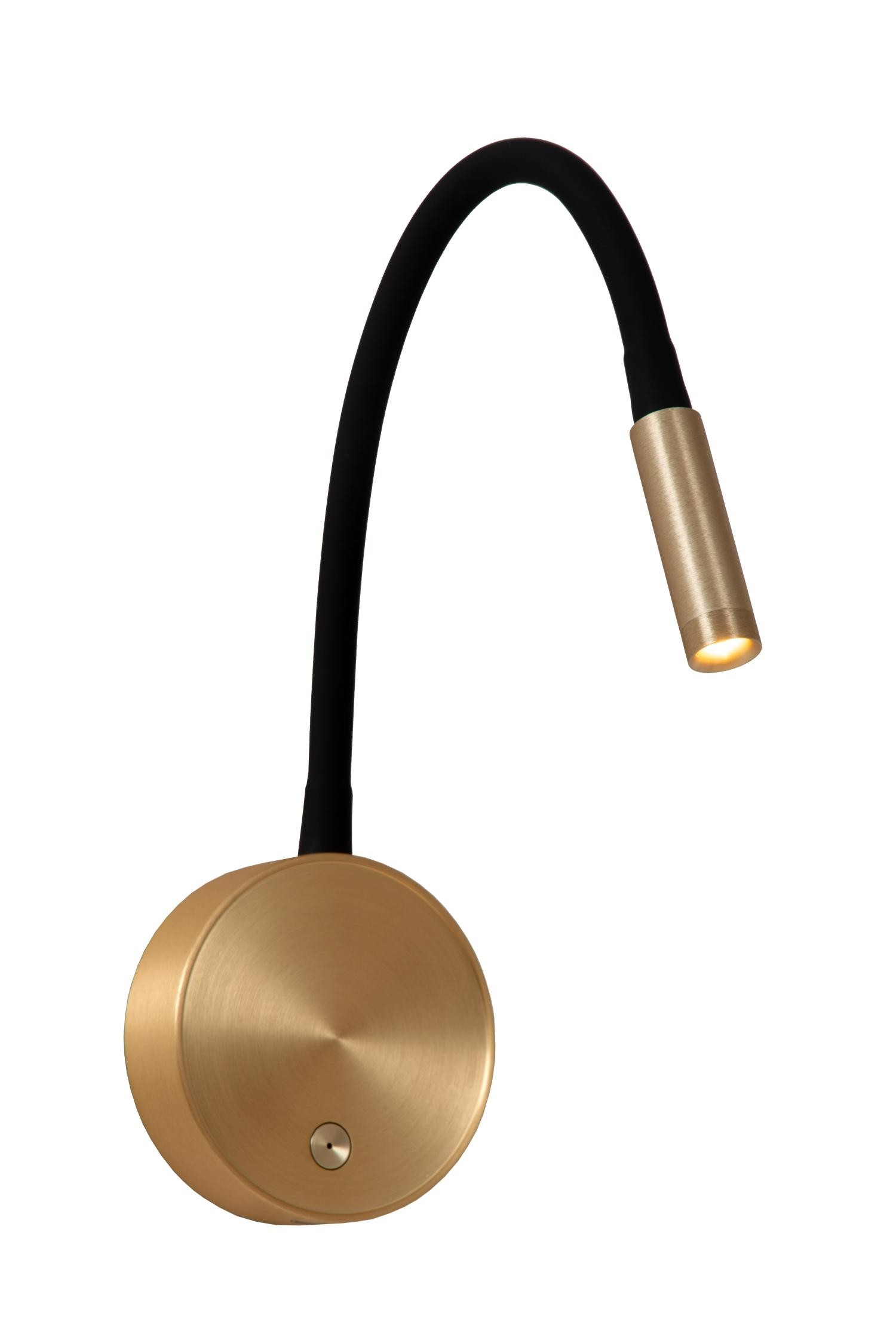 Lucide ASJA - Oplaadbare Wandspot / Wandlamp - Accu/Batterij - LED Dimb. - 1x3W 2700K - Mat Goud / Messing