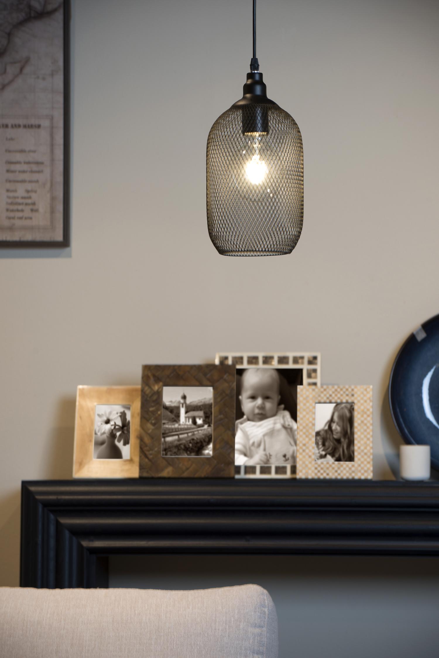 Lucide MESH - Hanglamp - Ø 15 cm - 1xE27 - Zwart - Afbeelding 4