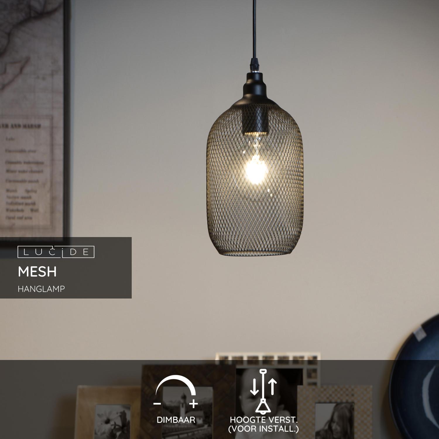 Lucide MESH - Hanglamp - Ø 15 cm - 1xE27 - Zwart - Afbeelding 3