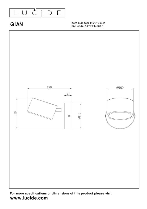Lucide GIAN - Wandlamp - LED Dimb. - Taupe - Afbeelding 5