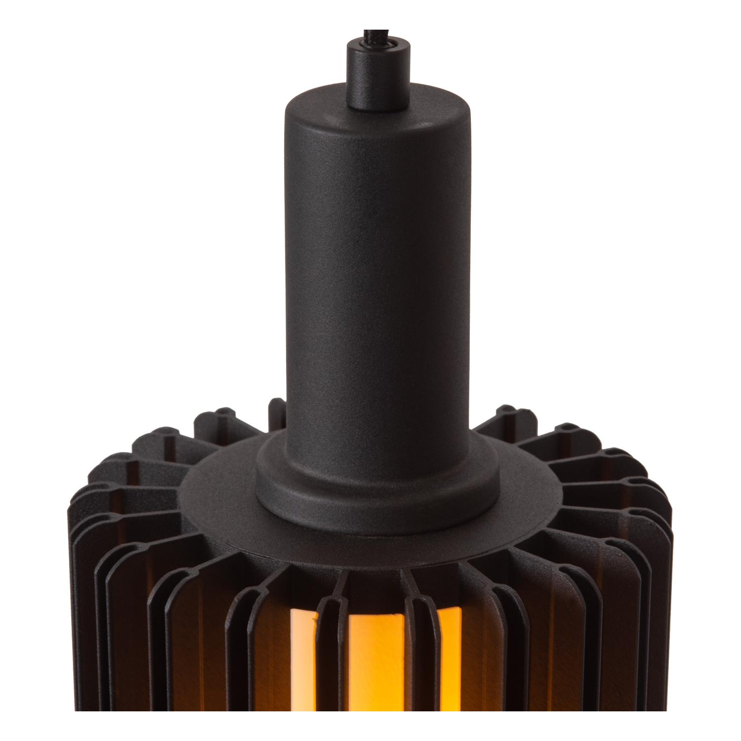 Lucide LAMBRES - Hanglamp - Ø 15 cm - 1xE27 - Zwart - Afbeelding 4