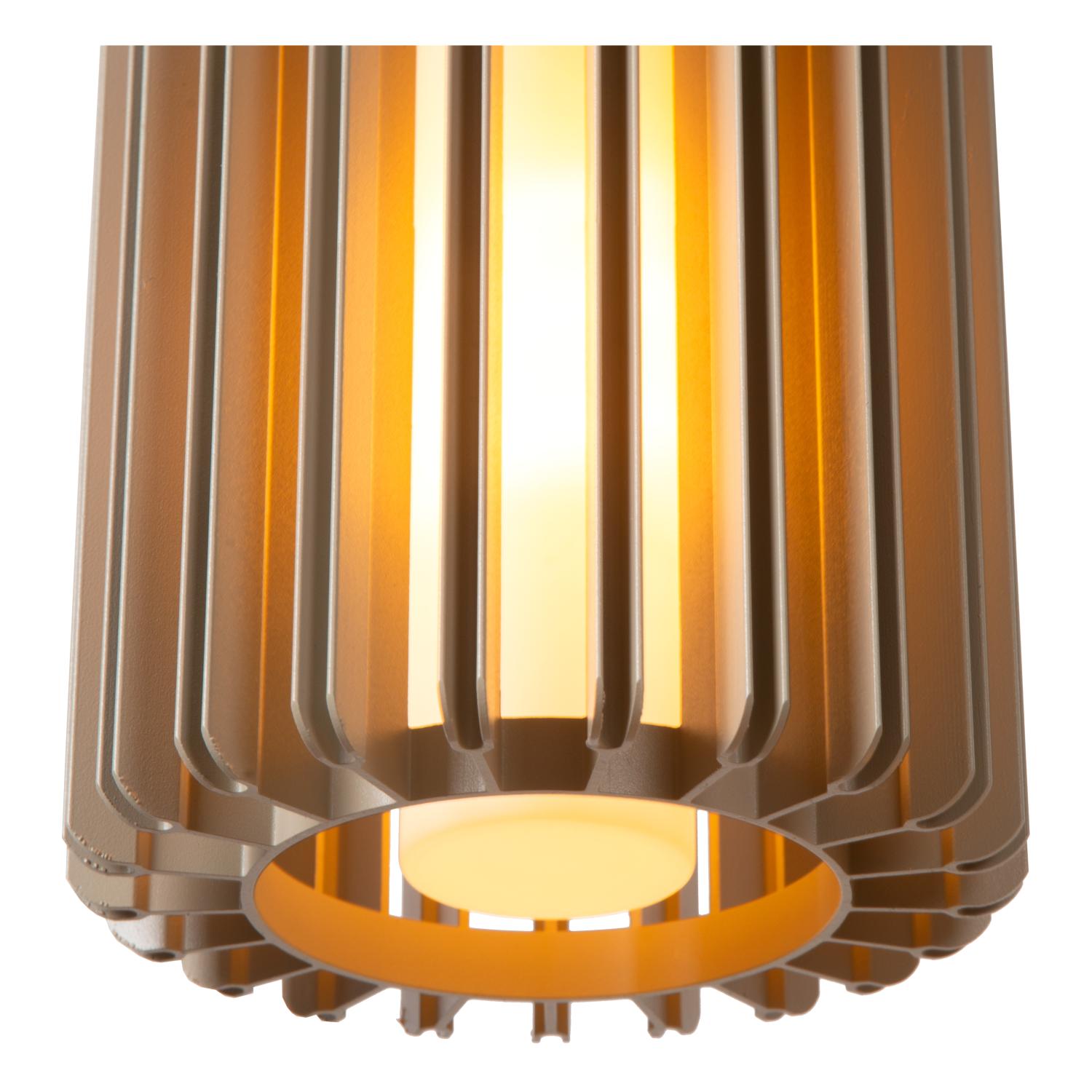 Lucide LAMBRES - Hanglamp - Ø 15 cm - 1xE27 - Taupe - Afbeelding 5