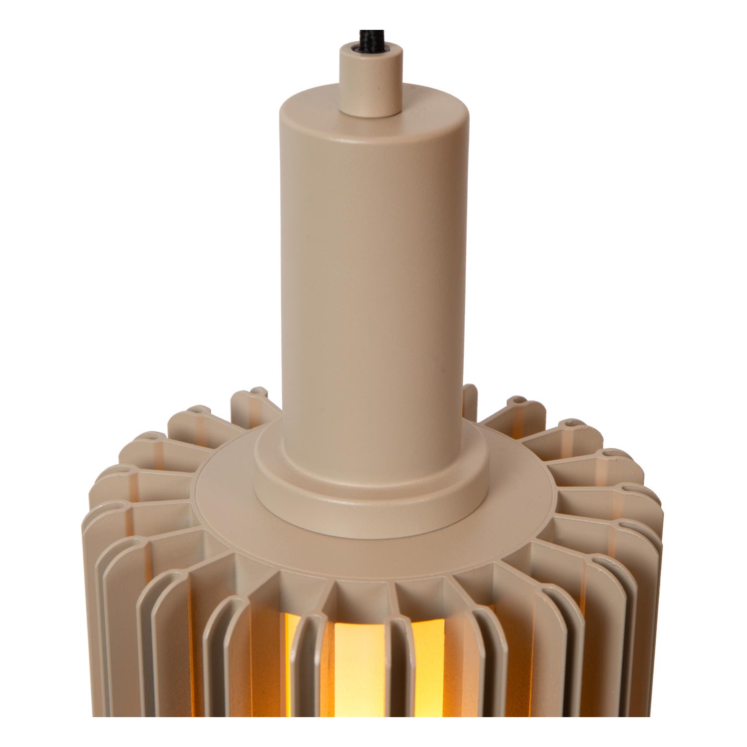 Lucide LAMBRES - Hanglamp - Ø 15 cm - 1xE27 - Taupe - Afbeelding 6