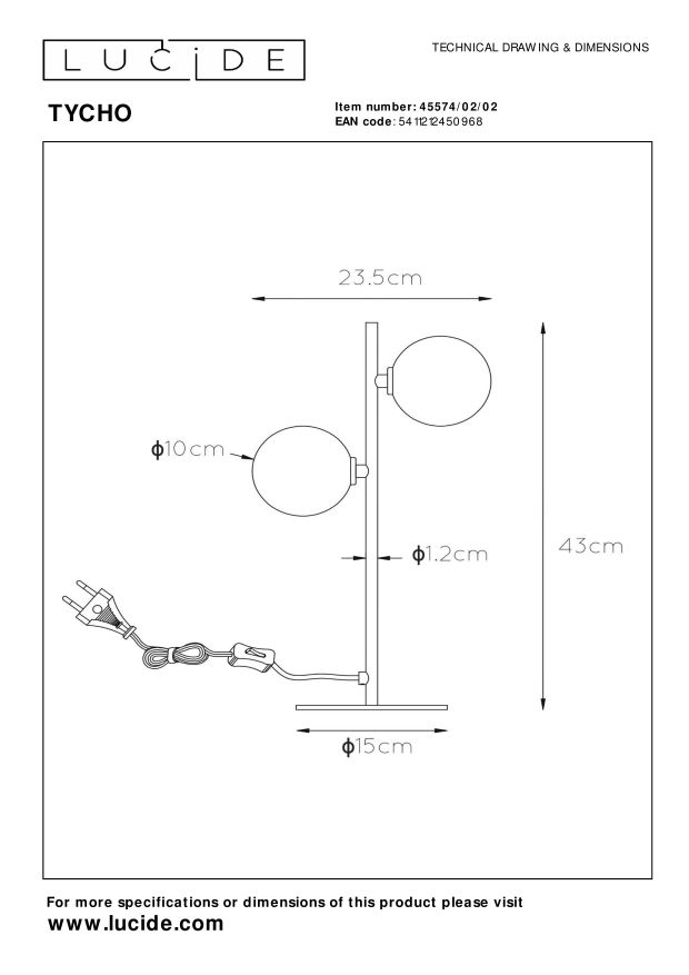 Lucide TYCHO - Tafellamp - 2xG9 - Mat Goud / Messing - Afbeelding 5