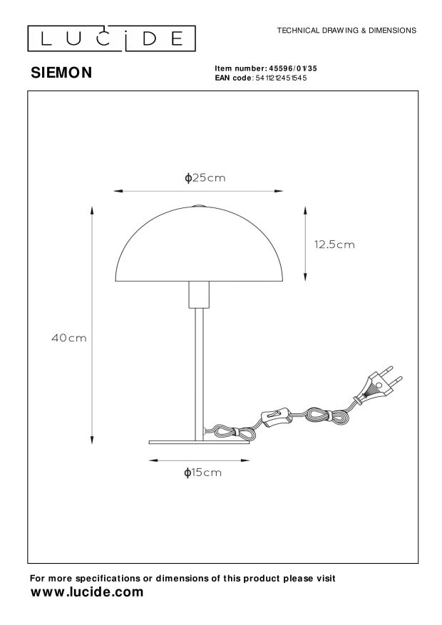 Lucide SIEMON - Tafellamp - Ø 25 cm - 1xE14 - Blauw - Afbeelding 7