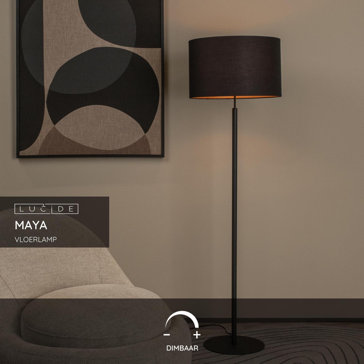 Lucide MAYA - Vloerlamp - Ø 45 cm - 1xE27 - Zwart - Afbeelding 3
