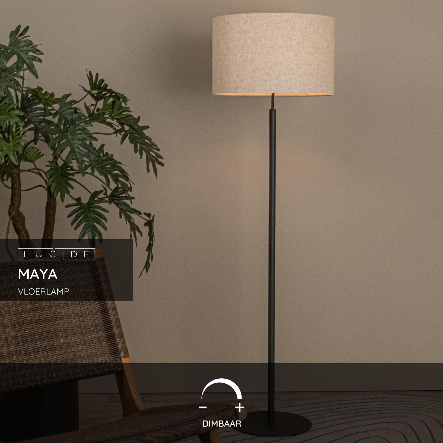 Lucide MAYA - Vloerlamp - Ø 45 cm - 1xE27 - Beige - Afbeelding 3