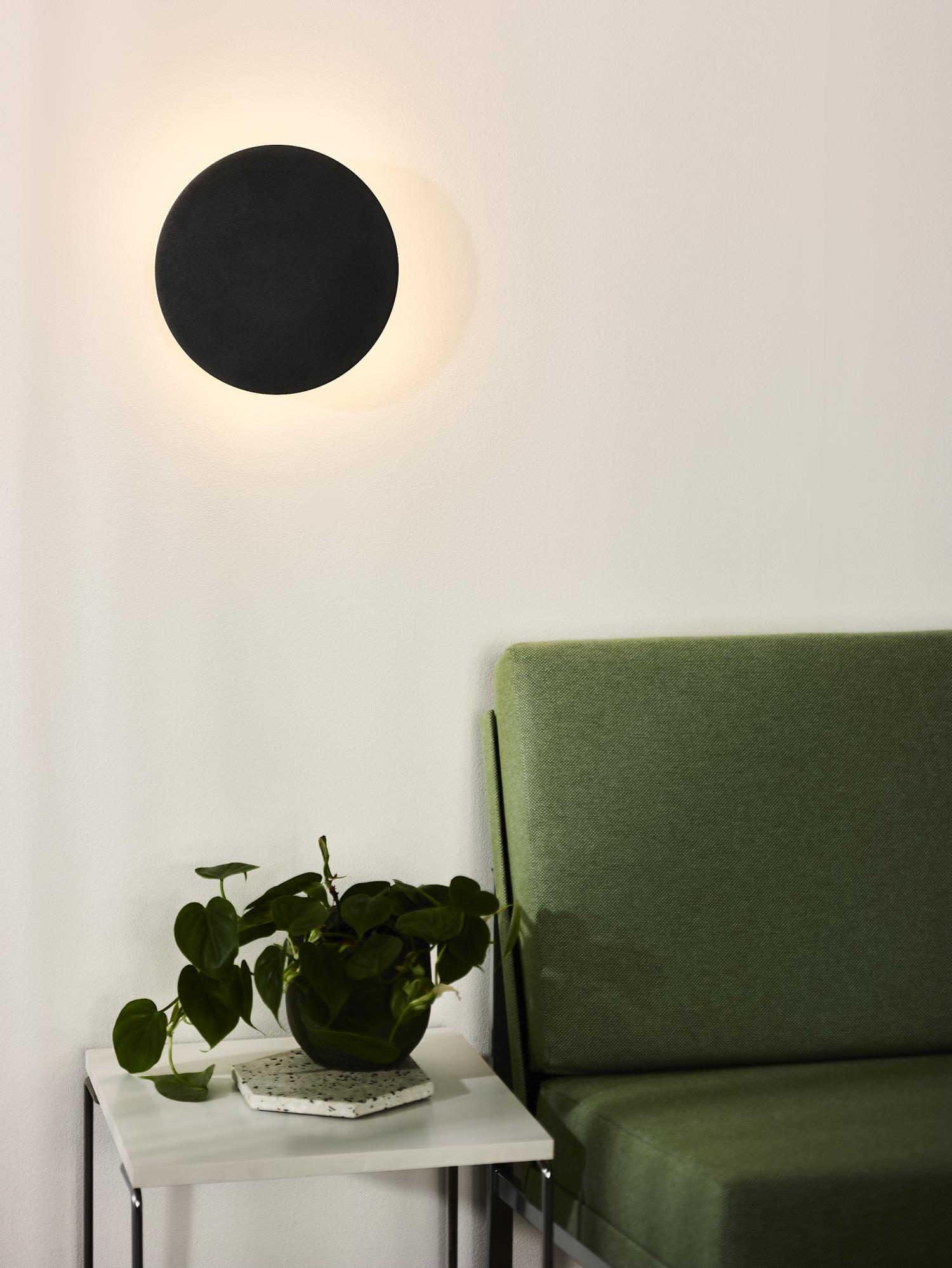 Lucide EKLYPS LED - Wandlamp - Ø 25 cm - LED - 1x9W 3000K - Zwart - Afbeelding 4