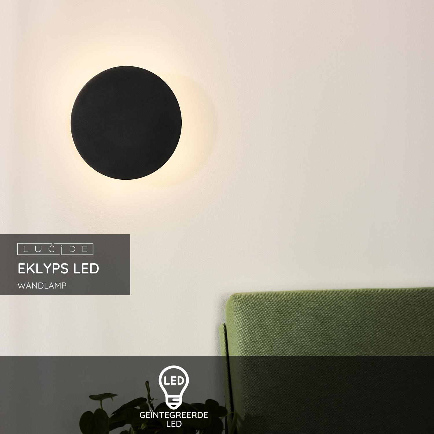 Lucide EKLYPS LED - Wandlamp - Ø 25 cm - LED - 1x9W 3000K - Zwart - Afbeelding 3