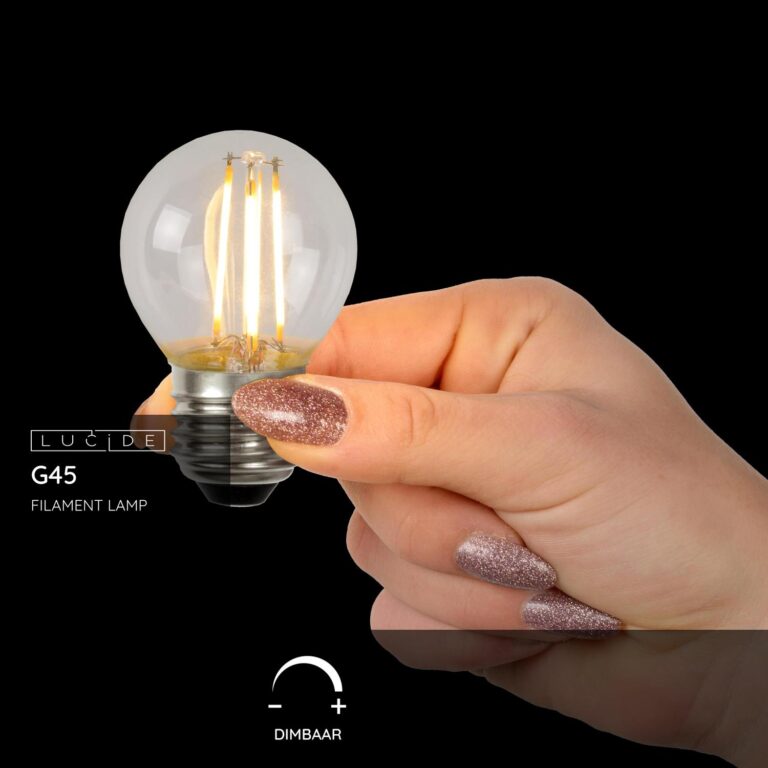 Lucide G45 - Filament lamp - Ø 4,5 cm - LED Dimb. - E27 - 1x4W 2700K - Transparant - Afbeelding 3
