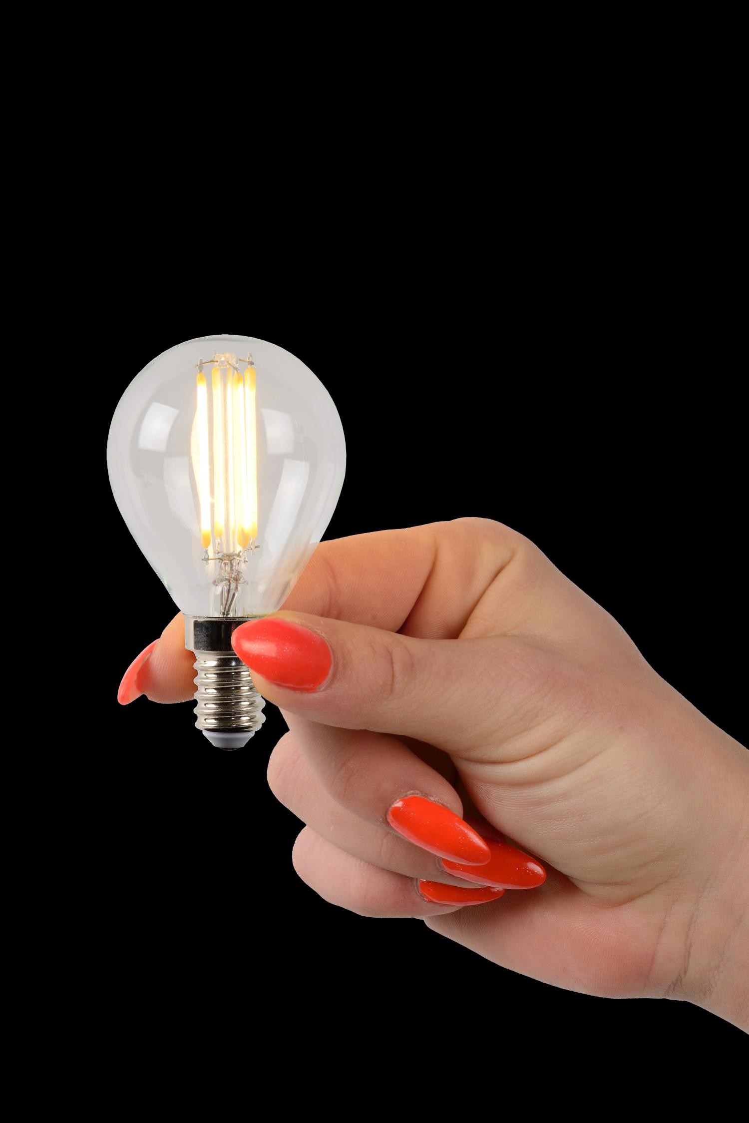 Lucide P45 - Filament lamp - Ø 4,5 cm - LED Dimb. - E14 - 1x4W 2700K - Transparant - Afbeelding 4